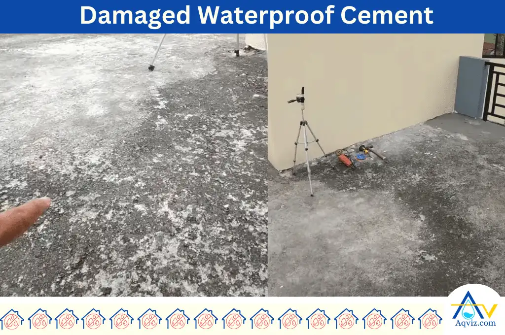 Damaged waterproof cement
