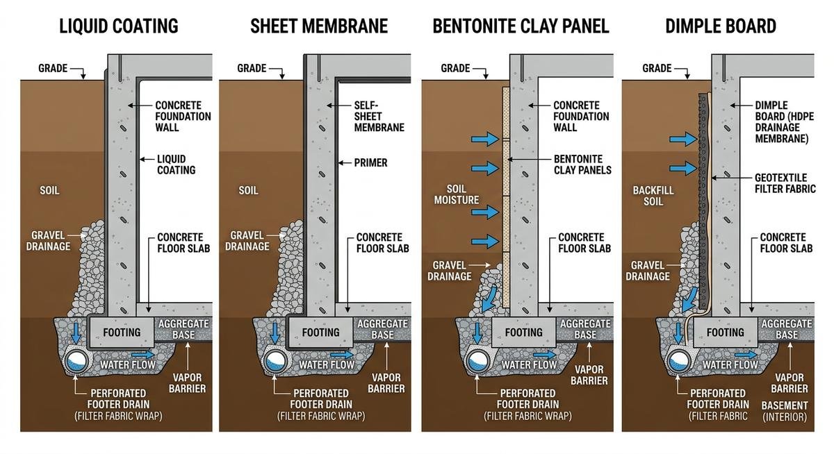 exterior waterproofing methods compared
