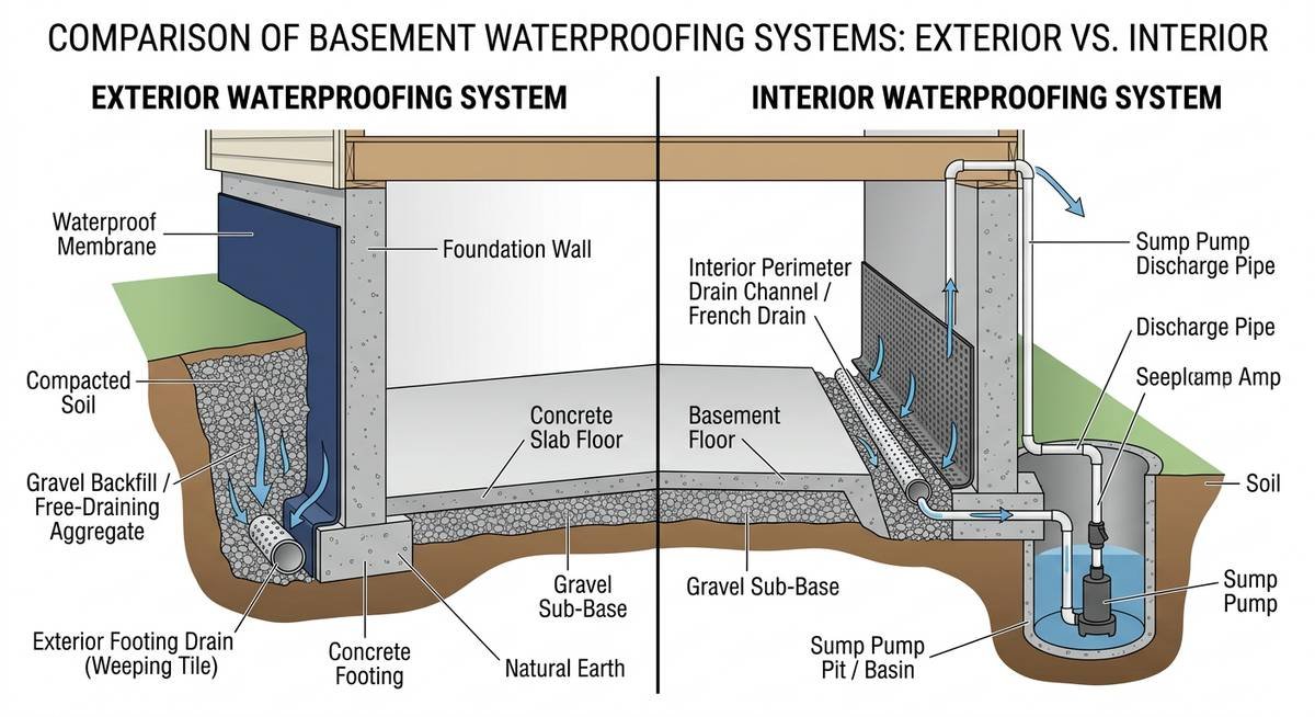 interior vs exterior waterproofing what the difference actually means