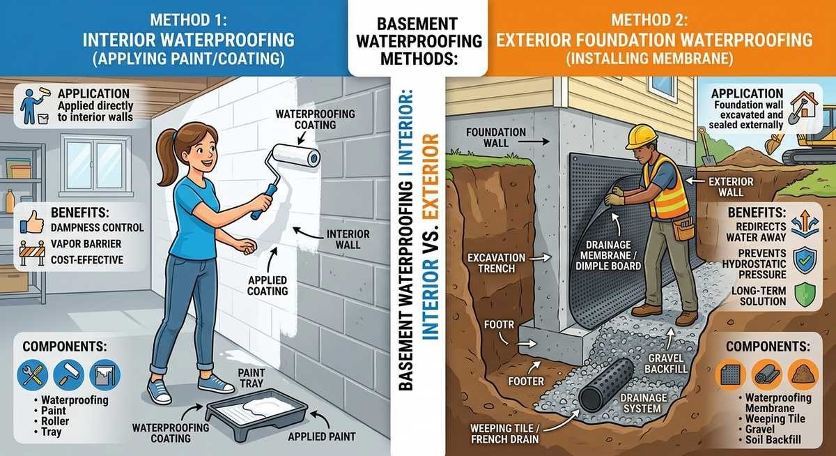 interior vs exterior waterproofing which approach fits your situation