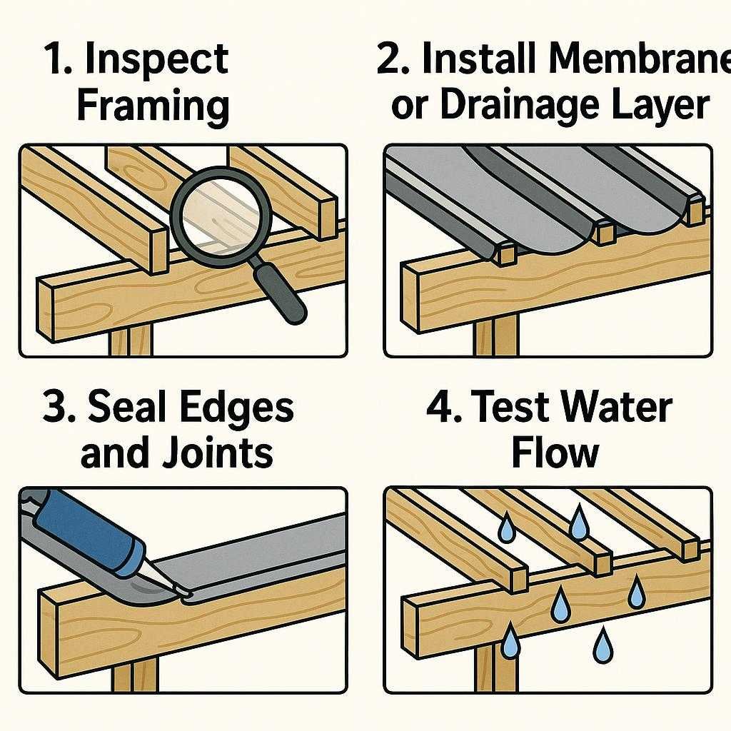 step by step diy waterproofing under a deck