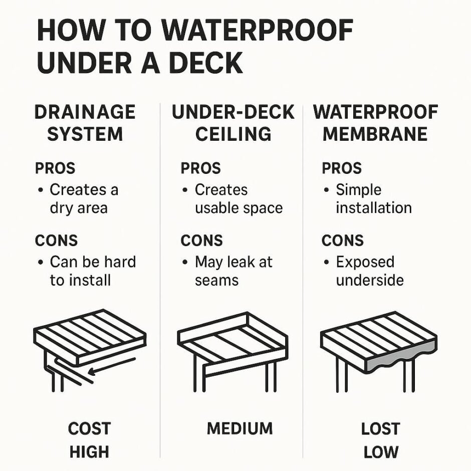 understanding waterproofing options for under deck spaces
