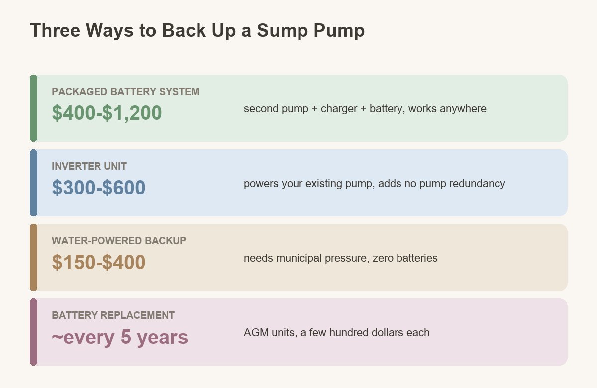 three ways to back up a sump pump