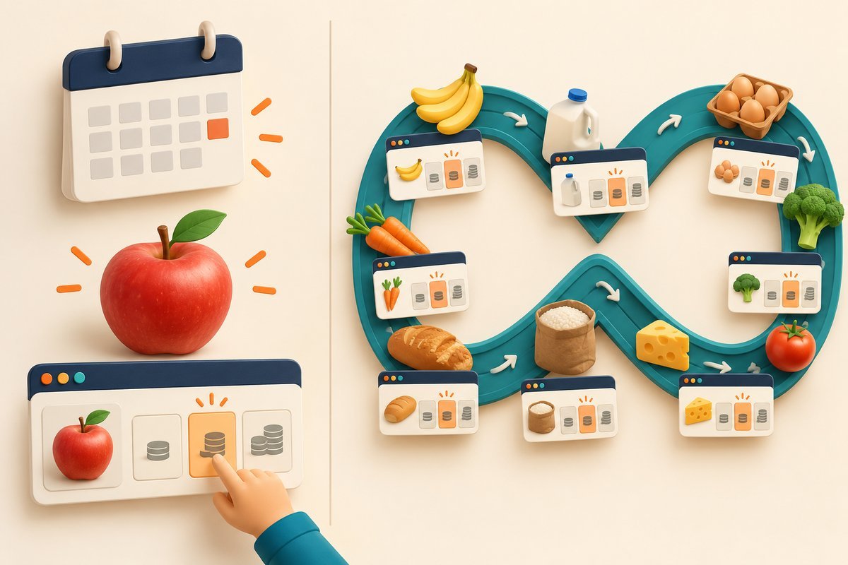 One daily grocery price puzzle compared with an endless practice loop